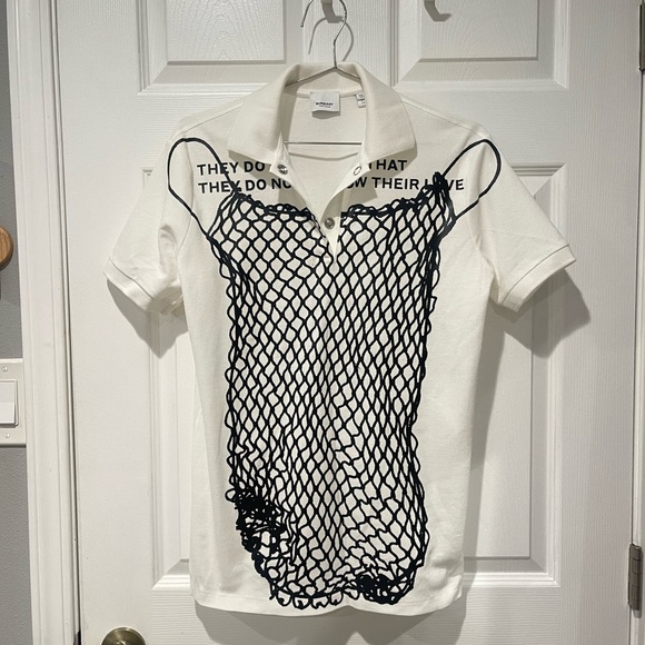 Burberry Tops - Burberry Fishnet print Polo Shirt